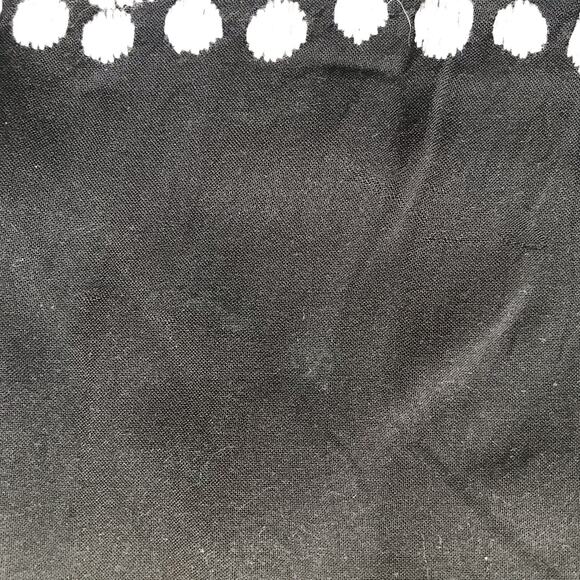 ANUA Embroidered  Black White Floral Bird Short Sleeve Shirt Women's Size S - Picture 8 of 8